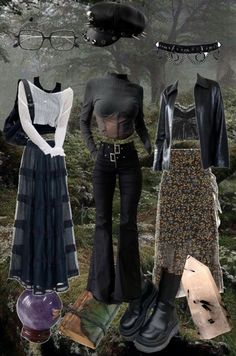 Witch Aesthetic Outfit Winter, Goth Witch Outfits Aesthetic, Southern Witch Outfits, Goth Witch Aesthetic Outfit, Baggy Witch Outfit, Whismgothic Aesthetic Outfits, Goth Hippy Aesthetic, Witchcore Fashion Casual, 90 Witch Aesthetic