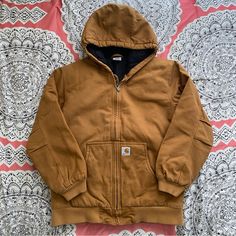 Nwot. Washed Once. Youth Size Xl 18-20, Fits Like A Womens S. Carhartt Duck Insulated Jacket. “Heavyweight, 12-Ounce 100% Ring-Spun Washed Cotton Duck. Quilted Lining. Featherless Insulation For Warmth Without The Weight. Carhartt-Strong, Triple-Stitched Main Seams. Rib-Knit Waist And Storm Cuffs Help Keep Out The Cold. Attached Hood. Two Front Pockets. One Inner Pocket” C486 Firm Price Urban Brown Hooded Jacket With Pockets, Carhartt Brown Jacket, Carhartt Jacket Women's, Reworked Jacket, Carhartt Coat, Carhartt Vest, Carhartt Hoodie, Duck Jacket, Carhartt Womens