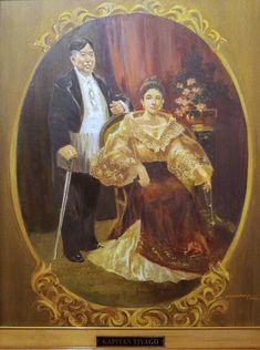 a painting of a man and woman in formal dress