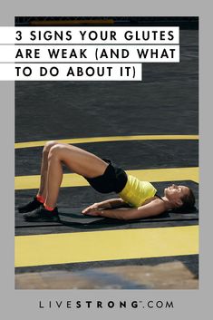 a woman laying on top of a black mat with the words 3 signs your guts are weak and what to do about it