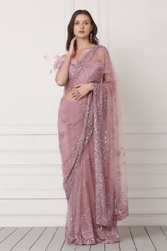 Cheap Saree With Unstitched Blouse For Festivals, Kurta Ideas, Net Saree Blouse Designs, Net Saree Blouse, Simple Saree Designs, Resham Work, Fancy Sarees Party Wear, Saree Poses, Indian Fashion Saree