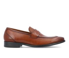 Smart and simplistic penny loafers by the design team at Thomas & Vine. The Bishop features luxurious, authentic leather shaped into a clean silhouette. Genuine Leather upper, Slip on for easy entry,1\ heel, Round toe, Tru Comfort Foam™ footbed, Rubber outsole | Men's Thomas & Vine Bishop Wide Dress Loafers in Cognac Size 10.5 Mens Dress Loafers, Thomas Vines, Wide Dress, Dress Loafers, Shoe Carnival, Penny Loafers, Online Purchase, Loafers Men, Size 13