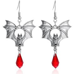 PRICES MAY VARY. Unique Halloween Design: These bat earrings are specially designed for Halloween, featuring a stylish bat pendant that adds a gothic touch to your outfit. Perfect for those who love the spooky and mysterious atmosphere of Halloween. Excellent Craftsmanship: Made with attention to detail, these bat earrings are crafted with exquisite craftsmanship, ensuring their durability and long-lasting shine. The intricate design and delicate dangle make them a standout accessory for any occasion. Bat Accessories: These bat earrings can be easily paired with various outfits, whether you're attending a Halloween party or simply want to add a touch of darkness to your everyday look. They are a great way to show off your love for bats and make a bold fashion statement. Ideal Choice: Looki Blood Earrings, Vampire Earrings, Rhinestone Halloween, Vampire Stuff, A Touch Of Darkness, Bat Pendant, Touch Of Darkness, Earrings Gothic, Bat Earrings