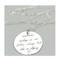 Inspirational Necklace Sterling Silver Pendant Personalized Pendant Graduation gift, Quote Necklace Quote jewelry, Remembrance necklace Gift Personalized mother's day gift. Mom Necklace, Quote jewelry, Remembrance necklace, Gifts for her Birthday gift idea. Are you looking for a gift to remember, a romantic charm necklace? If so, you've found it! Here is a nice silver necklace with a custom pendant. This beautiful jewelry piece is made of a delicate chain and a hammered round pendant. It looks s Inspirational Round Pendant Charm Necklace As Gift, Inspirational Round Pendant Charm Necklace Gift, Inspirational Hand Stamped Necklaces As A Gift, Inspirational Hand Stamped Necklaces For Gift, Inspirational Hand Stamped Necklace For Gift, Inspirational Silver Jewelry For Memorials, Inspirational Silver Jewelry For Memorial, Meaningful Sterling Silver Hand Stamped Necklaces, Inspirational Jewelry With Engraving Option