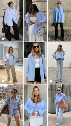 Descubra como montar vários looks com Camisa Social Outfits With Blue Shirts Casual, Basic Daily Outfit, Women Blue Shirt Outfit, Striped Shirt Summer Outfit, 2024 Basic Outfits, Womens Striped Shirt Outfit, Blue Boyfriend Shirt Outfit, Outfits With Blue Striped Shirt, Boyfriends Shirt Outfit