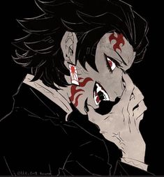 an anime character with blood on his face