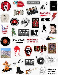 the rock and roll stickers are all over the place