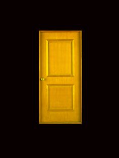 an open yellow door on a black background