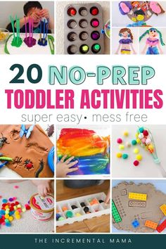 These 20+ activities for 2 year-olds are super easy, mess-free, and will keep your little one engaged so you can get stuff done. All simple, at-home ideas that require no prep. #easyactivitiesfor2yearolds #easytoddleractivities One Year Old Activities, Diy Games For Kids, Activities For One Year Olds, Learning For Kids, Easy Toddler Activities, Daycare Activities, Toddler Snacks, Easy Activities, Games For Toddlers