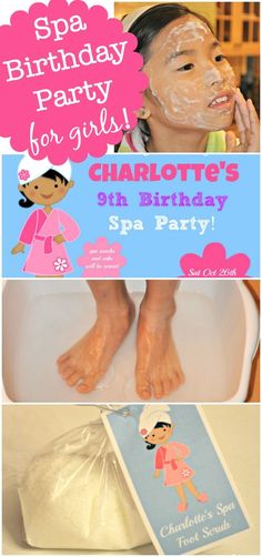 a collage of photos with children's birthday items