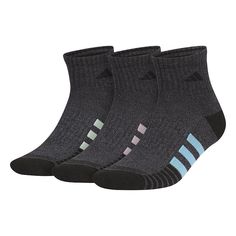 Put your best foot forward with these men's adidas cushioned quarter crew socks. Put your best foot forward with these men's adidas cushioned quarter crew socks. Click on this MEN'S GUIDE to find the perfect fit and more! FEATURES 3-pack Arch compression secures foot and offers extra support Moisture-wicking technology absorbs sweat quickly to keep you cool and comfortable Cushioned footbed provides a soft landing Ribbed trimFIT & SIZING Quarter-crew lengthFABRIC & CARE 82% recycled polyester, 1 Sporty Adidas Socks For Sports, Adidas Sporty Socks For Sports, Cheap Adidas Men's Socks, Fade-resistant Stretch Sports Socks, Cheap Fade-resistant Sporty Socks, Sporty Fade-resistant Outdoor Socks, Mens Sports Socks, Quarter Socks, Athletic Socks