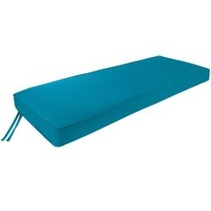 a blue bench cushion on a white background