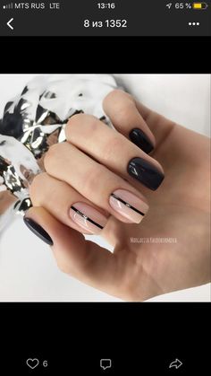 Simple Line Nail Designs Short Nails, Current Nail Trends 2023 Square, Elegant Short Nails Classy, Black Nails Cute, Black Manicure Short, Black Summer Nails, Nails With Black, Summer Nails 2024, Unghie Sfumate