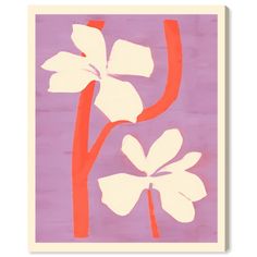 a painting with white flowers on a purple background