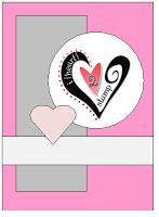 two hearts are in the middle of a pink and gray background with an i love you sticker