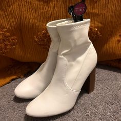 Brand New With Tags! Size 7 Medium Width Synthetic Boots For Spring, Spring Synthetic Ankle Boot Heels, Cream Synthetic Boots For Spring, Primark Shoes, White Boots, Shoes Heels Boots, Shoes Women Heels, Heeled Boots, Shoes Heels