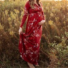 Beautiful Full Length Maternity Dress Perfect For Photos Or Baby Shower. Worn Only Twice For Photos And Forgot To Take Off Tags! Like New Condition! Red Spring Maternity Dress, Bohemian V-neck Maxi Dress For Maternity, Asos Maternity Dress Rust, Nursing-friendly Maxi Maternity Dress, Rachel Pally, Maternity V-neck Maxi Dress With Floral Print, Maternity Dresses, Like New, Full Length