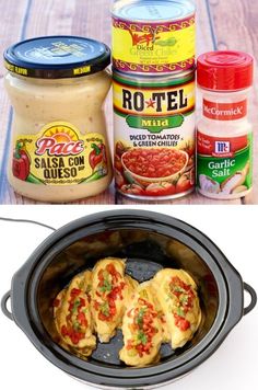 the ingredients to make stuffed potatoes are shown in this collage