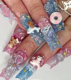 Harajuku Nails, Nails Gyaru, Gyaru Outfit, Nyc Nails, Birthday Things, Simple Acrylic Nails