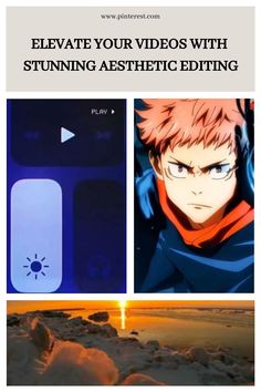 an anime character with headphones and text that reads, elevate your videos with stunning aesthetic editing