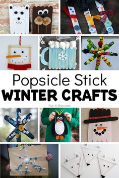 popsicle stick winter crafts for kids and toddlers to do with the snowman