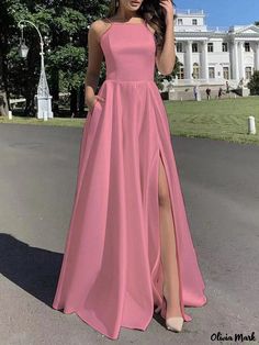 Olivia Mark - Flowy Long Dress without Sleeves Vestidos Color Rosa, Sleeveless Outfit, Dress Sleeve Styles, Spaghetti Strap Mini Dress, Dress Order, Sling Dress, Cheap Prom Dresses, Party Dress Long, Long Gown