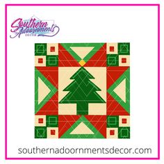 a christmas tree quilt pattern with the words southern afternoon designs on it and an image of a