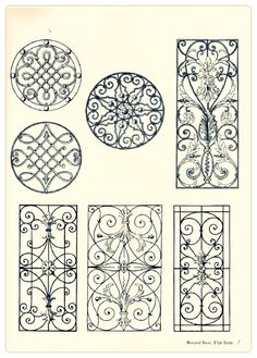 an image of wrought iron designs on a sheet of paper with the words,'design for