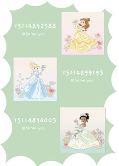 the disney princesses are all in different font and numbers