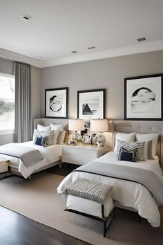 Senior Living Interior Design Bedrooms, Airbnb Apartments Interior Design, Hotel Room Modern, Twin Beds Guest Room, Bedroom Layout Design, Guest Bedroom Inspiration, Kitchen Remodel Tips, Ideas Cuarto, Guest Bedroom Ideas