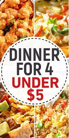 dinner for 4 under $ 5 is on sale at the grocery store, and it's ready to be eaten