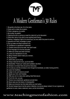 a black and white poster with the words'a modern gentleman's 30 rules