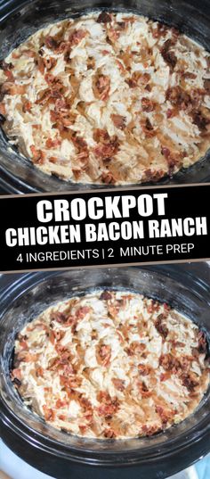 crockpot chicken bacon ranch recipe in the slow cooker with instructions to make it