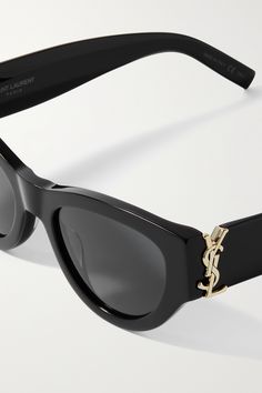 SAINT LAURENT EYEWEAR YSL oversized cat-eye acetate sunglasses | NET-A-PORTER Stylish Sunglasses Women, Sunglasses Saint Laurent, Ysl Sunglasses, Fashionable Sunglasses, Saint Laurent Sunglasses, Gray Lenses, Cute Sunglasses, Fashion Eye Glasses, Black Cat Eyes