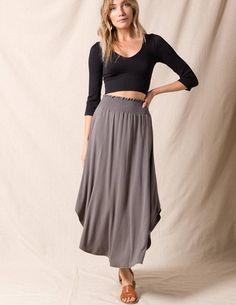 Tulip Skirt - Luxuriously Soft Bamboo & Antibacterial // Sivana Spirit Versatile Stretch Maxi Skirt For Spring, Casual Stretch Maxi Skirt For Loungewear, Casual Spring Skirt With Wide Waistband, Versatile Spring Maxi Skirt, Chic Spring Maxi Skirt For Loungewear, Casual Tiered Skirt For Layering, Casual Tiered Skirt Bottoms For Layering, Chic Maxi Skirt With Elastic Waistband And Relaxed Fit, Chic Relaxed Fit Maxi Skirt With Elastic Waistband