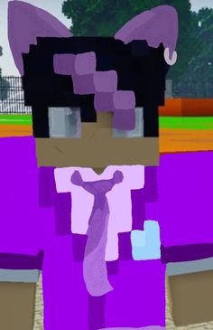 an animated image of a man wearing a purple shirt and tie