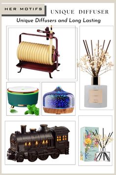 various items that include candles, vases and other decorative items are arranged in the shape of a train