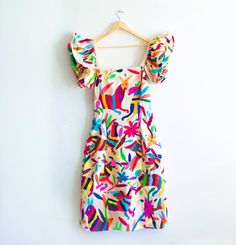 Otomi Dress, Otomi Wedding, Mexican Embroidery Dress, Dress Hand Embroidery, Bright Dresses, Pencil Midi Dress, Otomi Embroidery, Look Boho Chic, Fiesta Dress