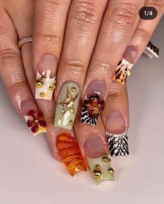 Fall Nails 3d, Acrylic Nails Brown, Brown Nails Fall, Nails Fall Nails, Nails Brown, Shape Nails, Nails Chrome, 3d Flower Nails, Nails 3d