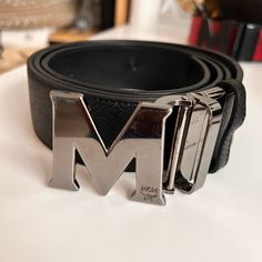 Mcm Belt Can Fit Almost Any Size If You Either Cut Band Or Add Hole. I Am A Size 38 But It Can Fit Much Larger And Much Smaller Just Need To Trim From The Buckle End. Previous New Holes In Belt Could Have Been Added Refer To Photos. Used. No Box. Mcm Belt, Silver Logo, Black Belt, Classic Black, Belts, Mens Accessories, Buckle, Man Shop, Trim