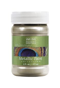 a jar of metallic paint on a white background