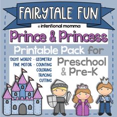 princess and prince printable pack for preschool and prek