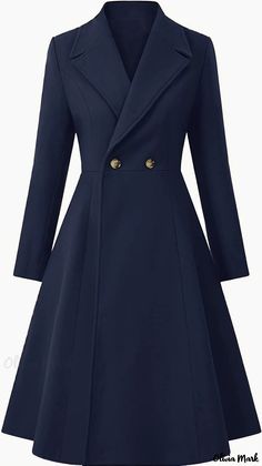 OliviaMark - Schlanker, doppelreihiger langer Damenmantel mit Knopfverschluss Winter Dress Coat, Plus Size Trench Coat, Winter Coat Dress, Long Jackets For Women, Womens Winter Dresses, Pea Coats Women, Winter Trench Coat, Long Winter Coats, Long Trench