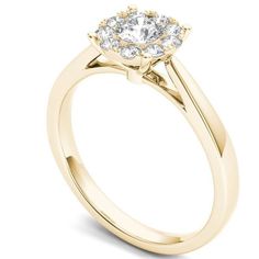 10k Yellow Gold 1/2ct TDW Diamond Cluster Ring (H-I, I2) #AD Cluster Ring, Yellow Gold