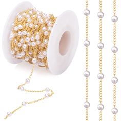 PRICES MAY VARY. Premium material: This roll of jewelry making necklace chain is made of high quality pearl and copper material, non-faded and rust-proof, sturdy for long time wearing, not easy to break, lead nickel free and Hypo-allergenic, it's very safe and no harm to sensitive skin. Dimensions: total 31.5 feet long; chain diameter 1.5mm/0.05inch Flexible to Cut: This pearl beading jewelry making chain is easy to use and flexible for different length cutting. There is a roll spool in the pack Bead Packaging, Copper Chain Necklace, Pearl Beading, Jewelry Making Necklace, Versatile Jewelry, Diy Crafts Jewelry, Copper Necklace, How To Make Necklaces, Personalized Accessories