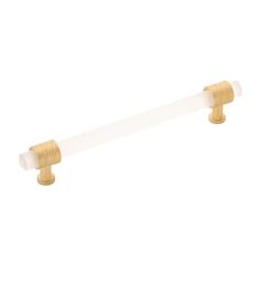 an image of a white and gold colored handle for a toilet roll or paper holder