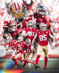 a group of football players standing next to each other