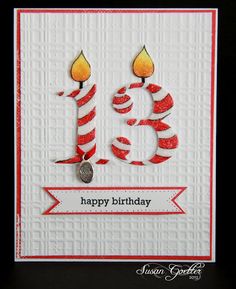 a happy birthday card with candles on it