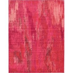 an area rug with pink and red colors