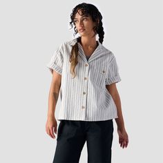 It's light, it's gauzy, and it's one of our favorites for staying cool and stylish in the summer months. Our Textured Cotton Short-Sleeve Button Up features a relaxed fit for the ultimate airy feel and a layer-friendly style. Casual Shirt With Button Cuffs For Beach, Summer Cotton Blouse With Buttons, Casual Beach Shirt With Button Cuffs, Summer Tops With Camp Collar And Buttons, Summer Beach Shirt With Button Cuffs, Summer Blouse With Pockets For Everyday Wear, Relaxed Fit Buttoned Summer Blouse, Summer Blouse With Buttons In Relaxed Fit, Summer Blouse With Pockets And Relaxed Fit